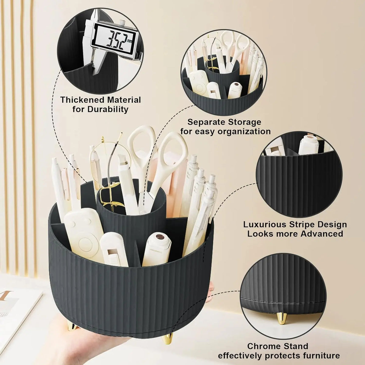 Elegant 360° Makeup Brush Organizer